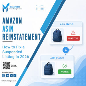 Amazon Account Health dashboard showing a suspended ASIN returning to active status