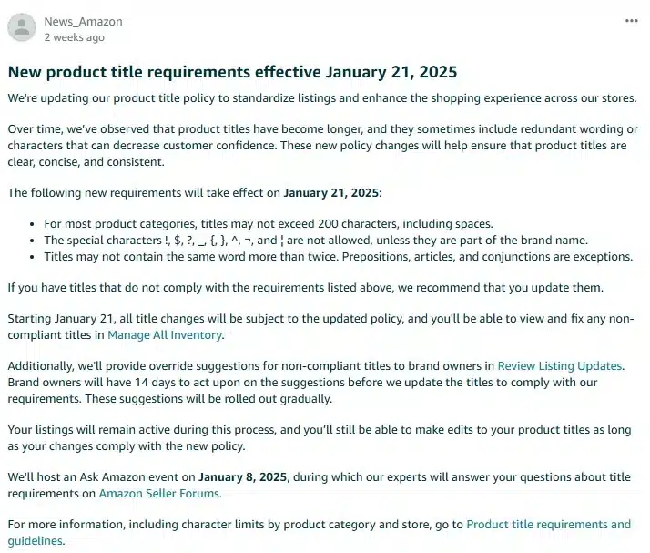 Amazon’s 2025 Title Policy Update: A New Era of Listing Optimization